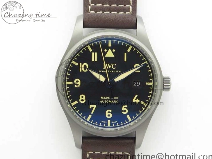 MIROTIME 0507 Mark XVIII IW327006 Titanium V7F 1:1 Best Edition Black Dial on Brown Leather Strap A Attractive 7080